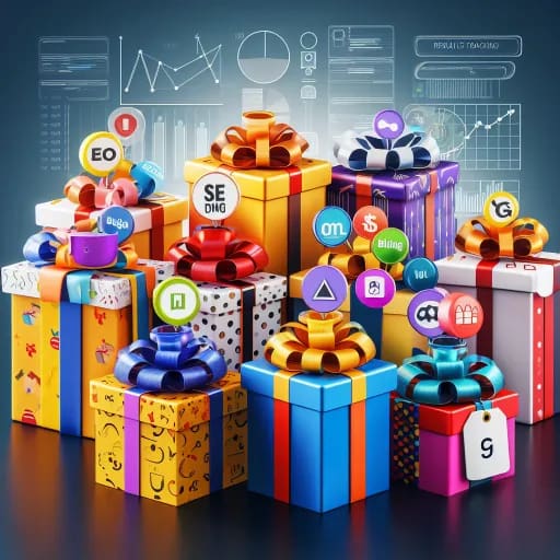 Content marketing services packages presented to look like normal gifts.